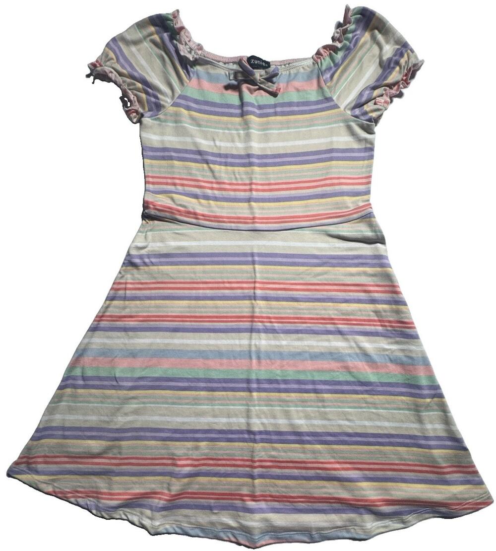 Zunie Girls 2 Pack Dresses Size M 10/12 Floral & Striped Summer Dress Set NWT